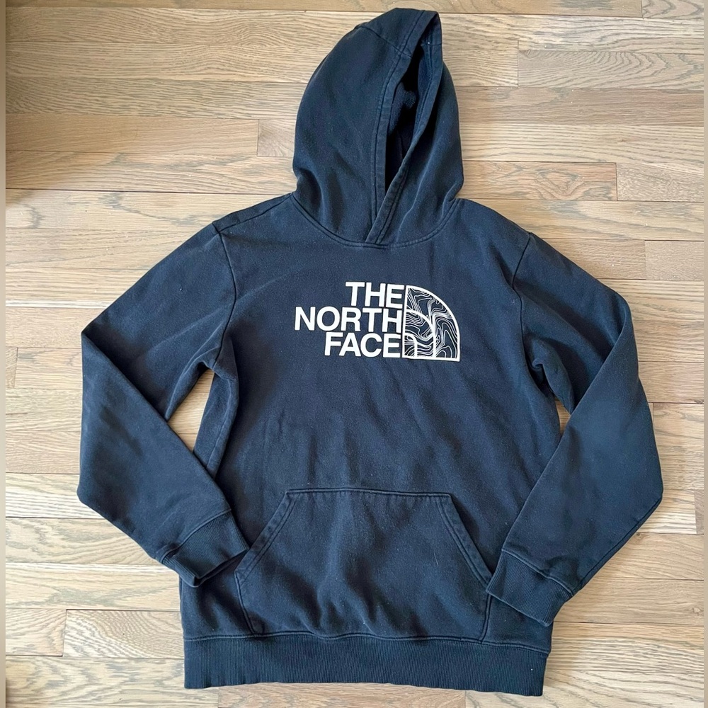 THE NORTH FACE Logo Fleece Pullover Hoodie. TNFBLK. Size XL (18).